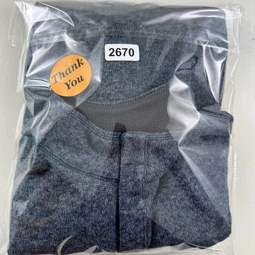 WOOLRICH Mens Medium Drifter Fleece‎ Sweater Heather Blue 1/4 Snap Jacket
